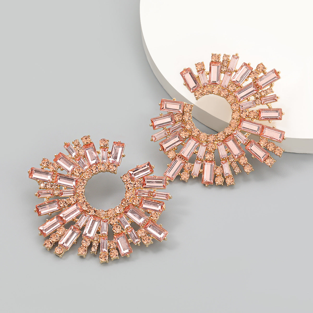 Wholesale Water Diamond Sunflower Alloy Earrings